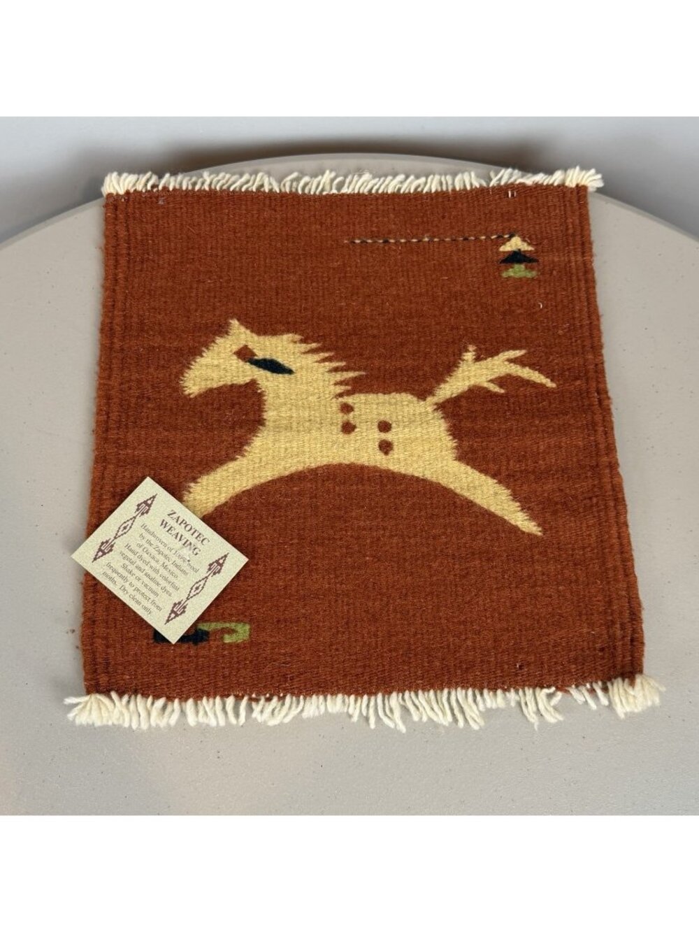 Zapotec Weaving Handwoven 100% Wool Small Tapestry or Table Topper 12x12" New